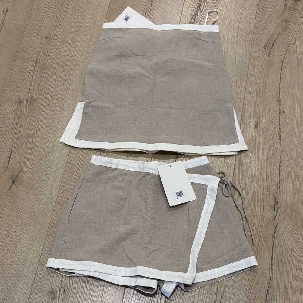 Sabo Skirt Tan and White Skort Set